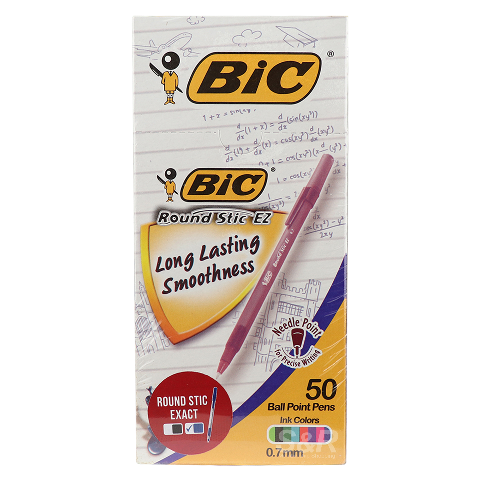BIC Round Stic EZ 50 Blue Ball Point Pens